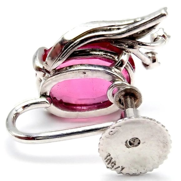 Authentic! H. Stern 18k White Gold Diamond Pink Tourmaline Ring + Earrings Set - Picture 7 of 12